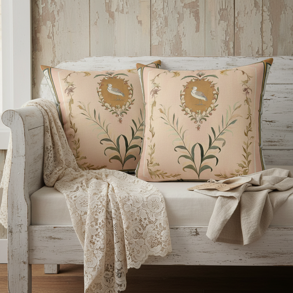 Ornamental Dove Cameo Throw Pillow