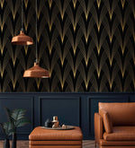 Gilded Grandeur: Art Deco Noir Wallpaper