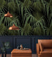 Dramatic Shadows: Green and Black Palm Leaves Wallpaper