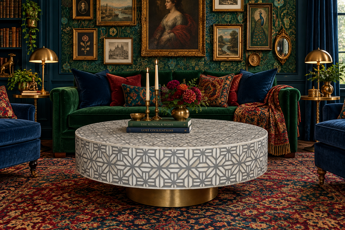 Grey Spider Bone Inlay Coffee Table