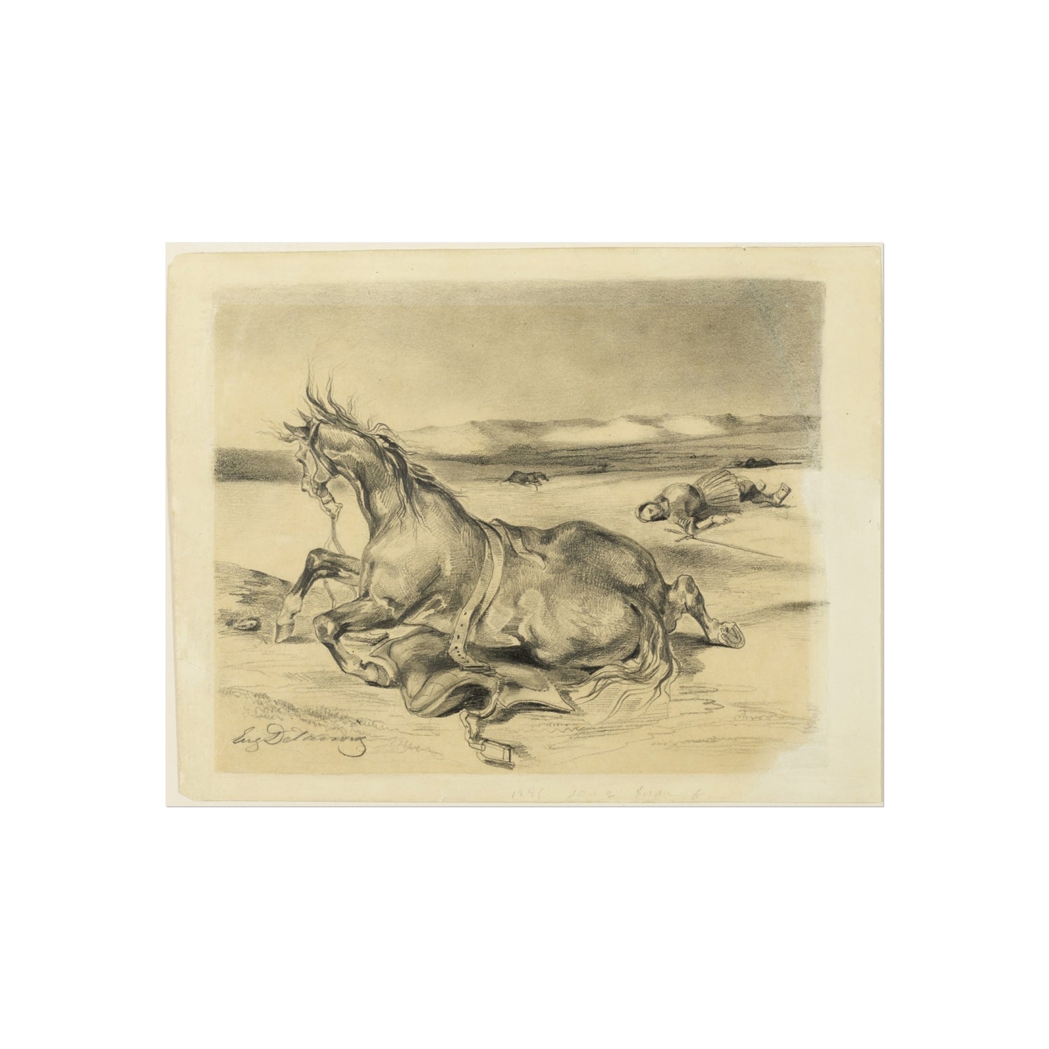 Fallen Horse and Dead Knight - Eugène Delacroix Fine Art Poster