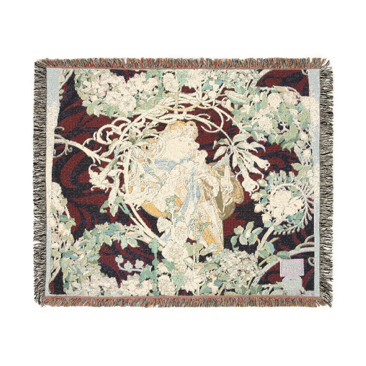 Woman with Daisy - Alphonse Mucha Tapestry Blanket