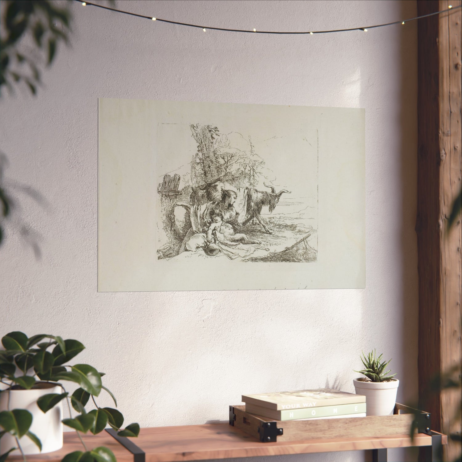 A Nymph with a Small Satyr and Two Goats - Giovanni Battista Tiepolo Fine Art Poster
