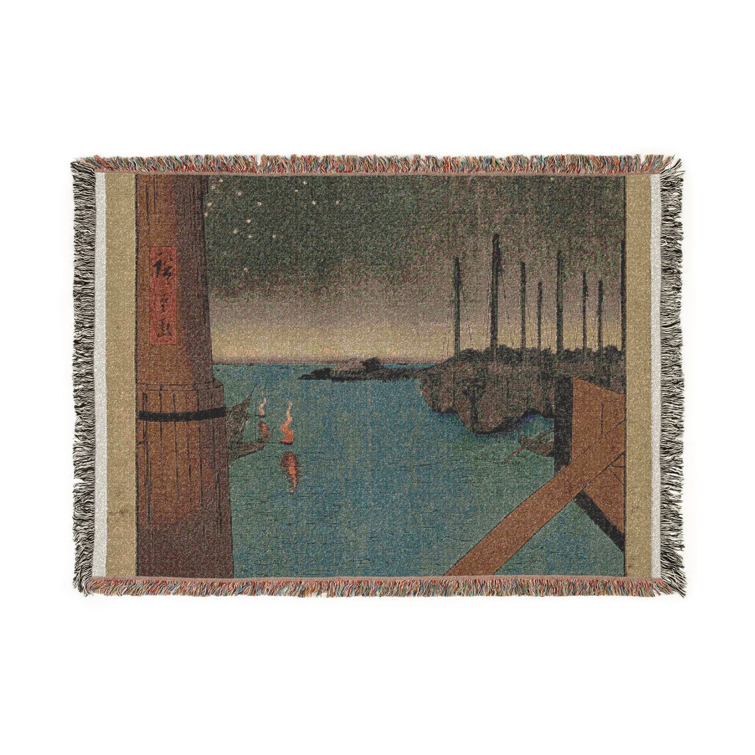 Tsukudajima from Eitai Bridge - Utagawa Hiroshige Tapestry Blanket