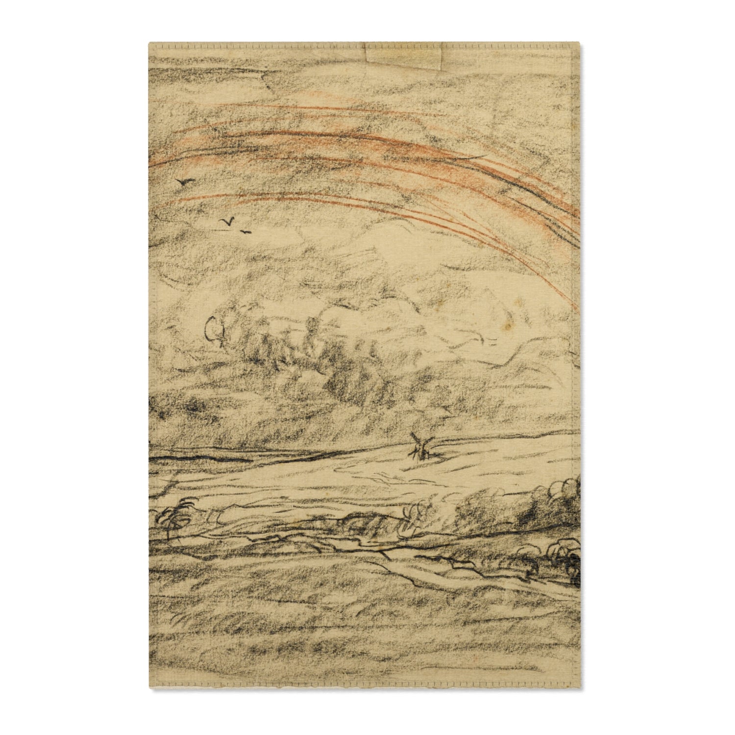 Landscape with a Rainbow - Charles François Daubigny Area Rug