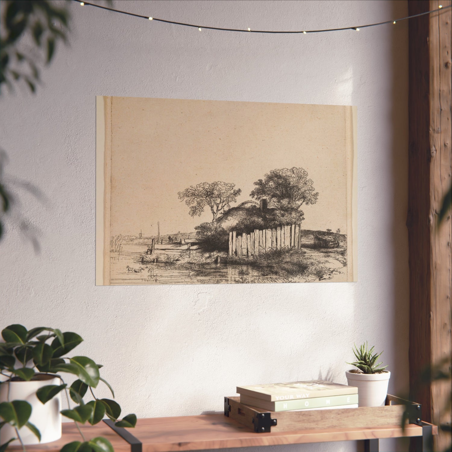 A Cottage with White Paling - Rembrandt van Rijn Fine Art Poster