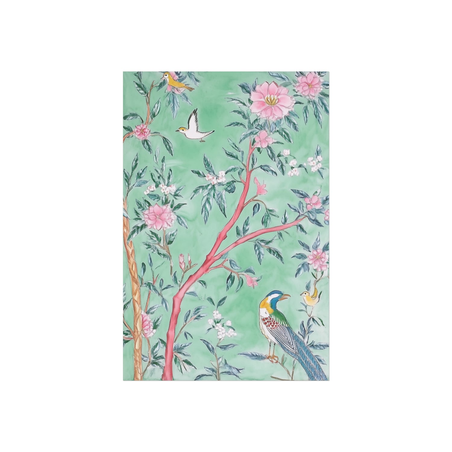 Chinoiserie Birds and Floral Scene Fine Art Poster