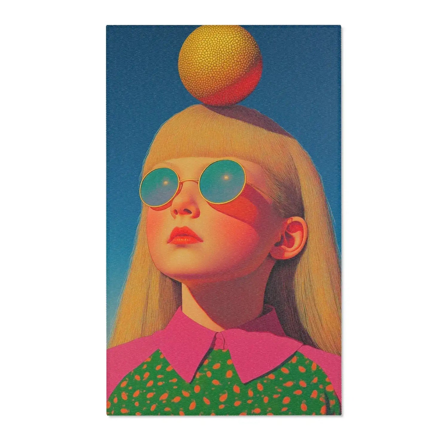 Bold Aesthetic Retro-Futuristic Girl with Golden Sphere