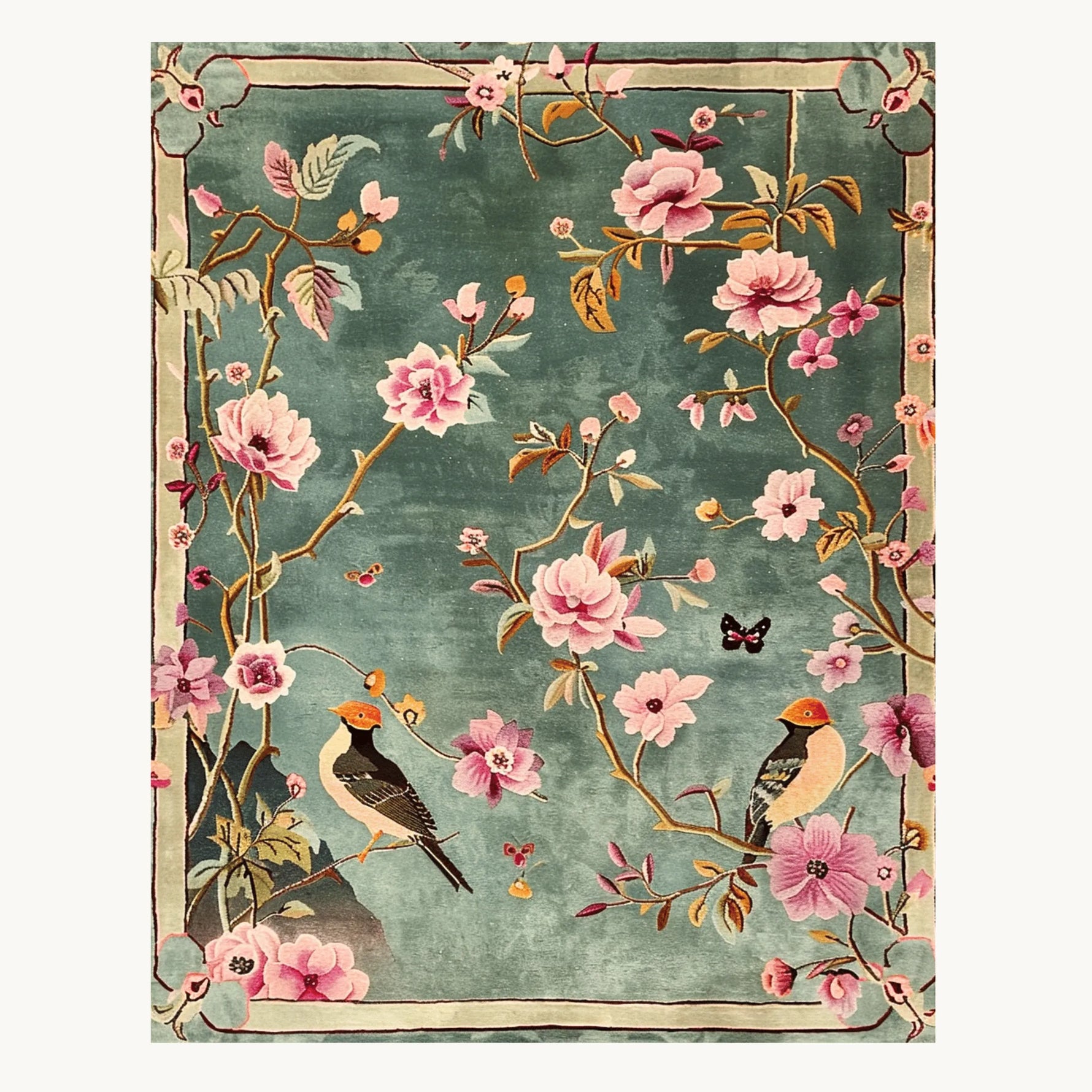 Regal Aviary Frame Hand Tufted Rug