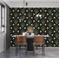 Enchanted Foliage: Art Deco Greenery in Black Gold Wallpaper: Infuse your space with the allure of the Jazz Age with this enchanting design, featuring lush foliage in black and gold, evoking the sophistication and glamour of the Art Deco era.