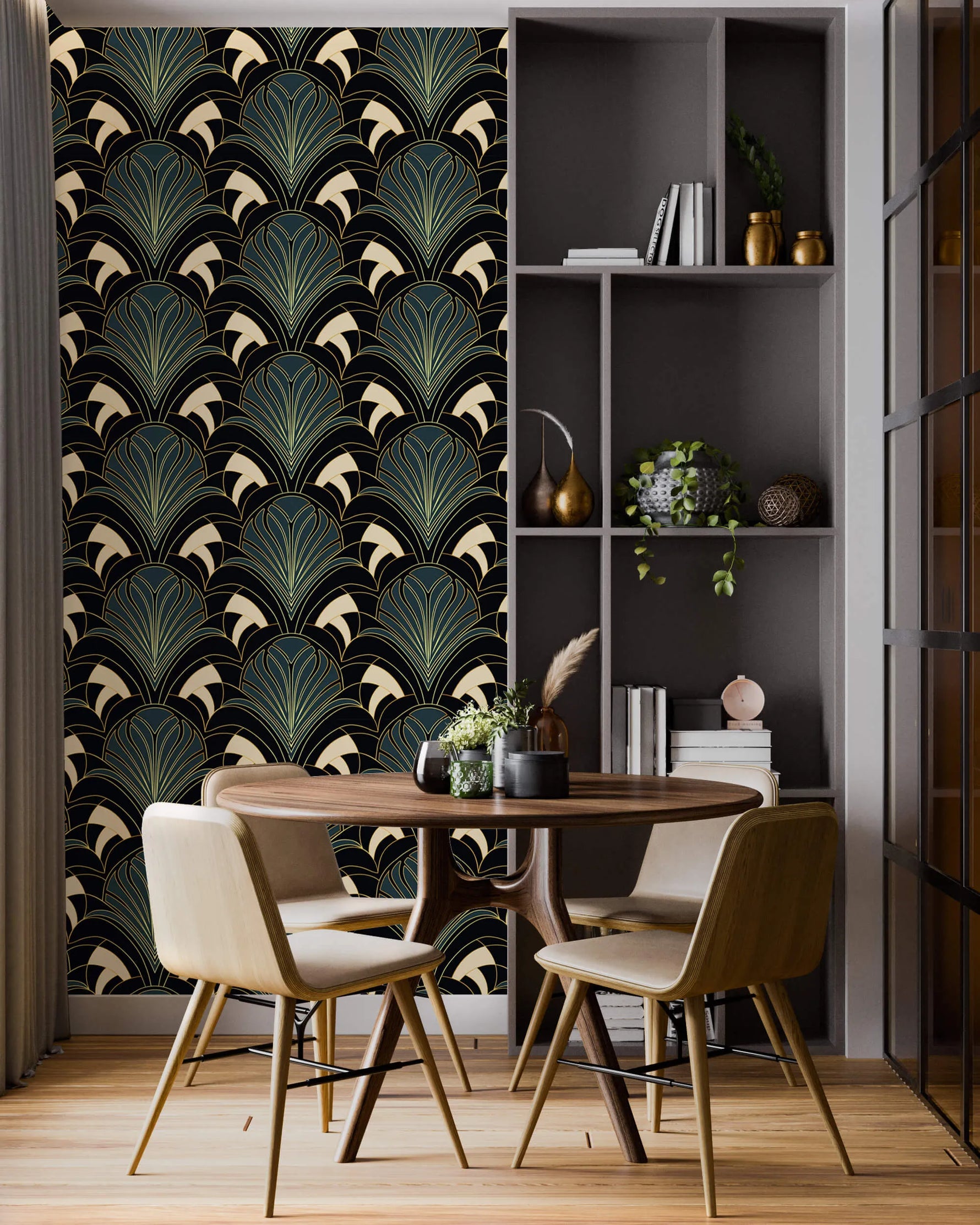 Enchanted Foliage: Art Deco Greenery in Black Gold