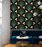 Enchanted Foliage: Art Deco Greenery in Black Gold