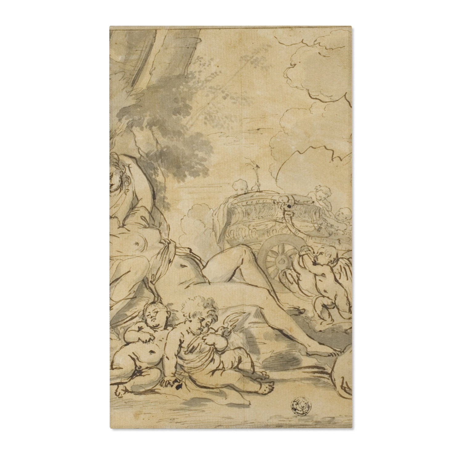 Figures, Chariot and Dog - Nicolas Poussin Area Rug