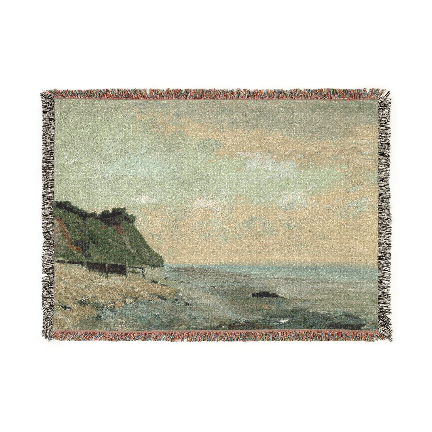 Cliffs on the Sea Coast Small Beach, Sunrise - Gustave Courbet Tapestry Blanket