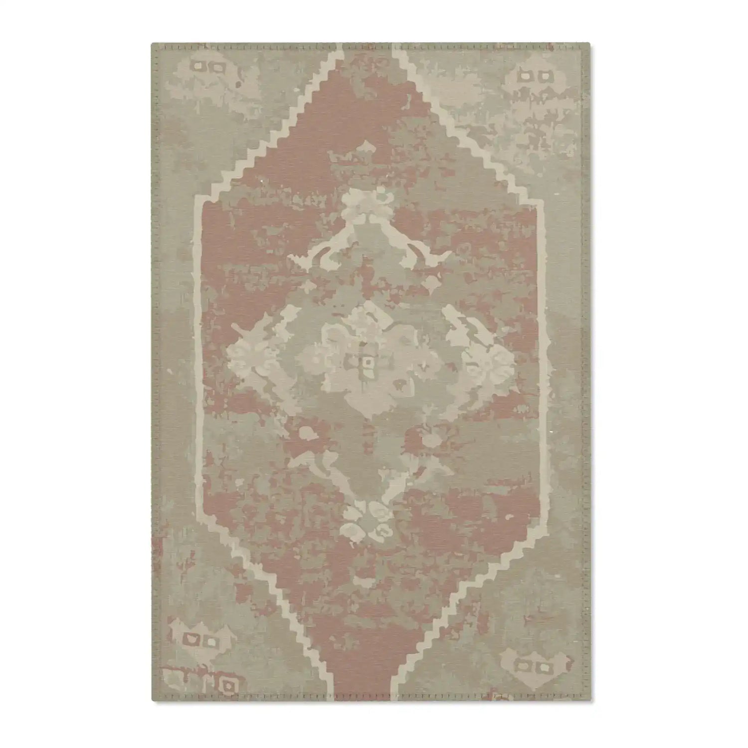 Sage and Terracotta Vintage Diamond Accent Rug
