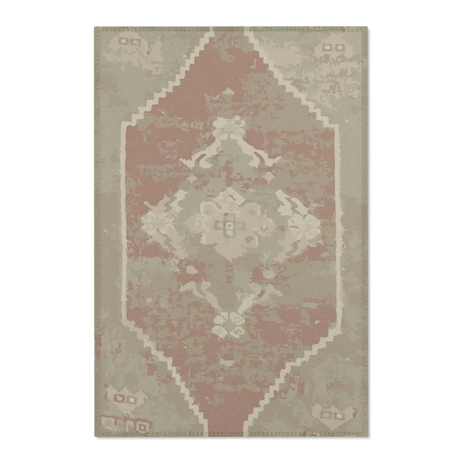 Sage and Terracotta Vintage Diamond Accent Rug