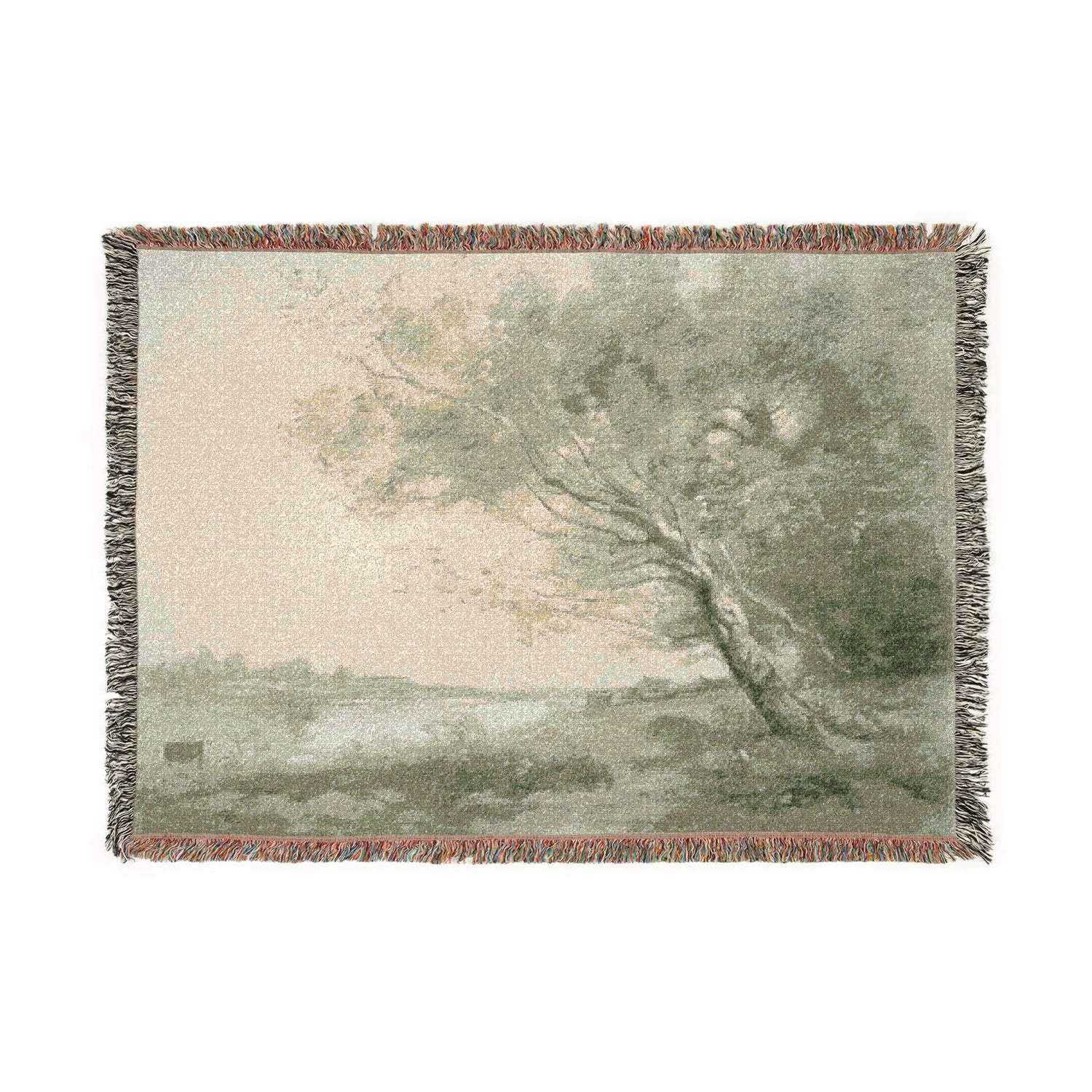 Bent Tree by the Water - Jean Baptiste Camille Corot Tapestry Blanket