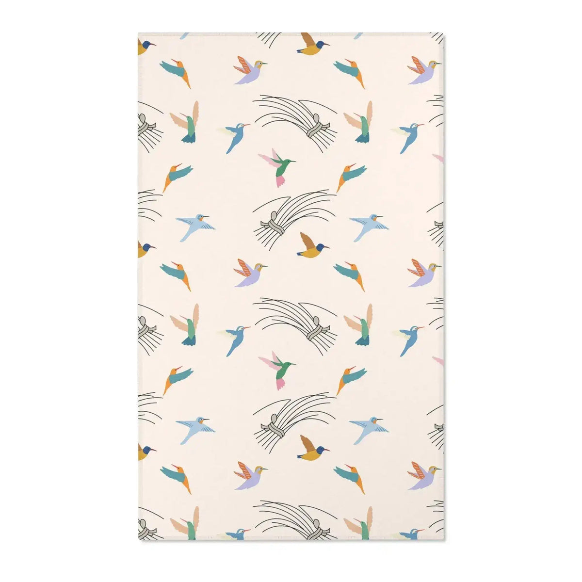 Colorful Hummingbirds on Cream Accent Rug