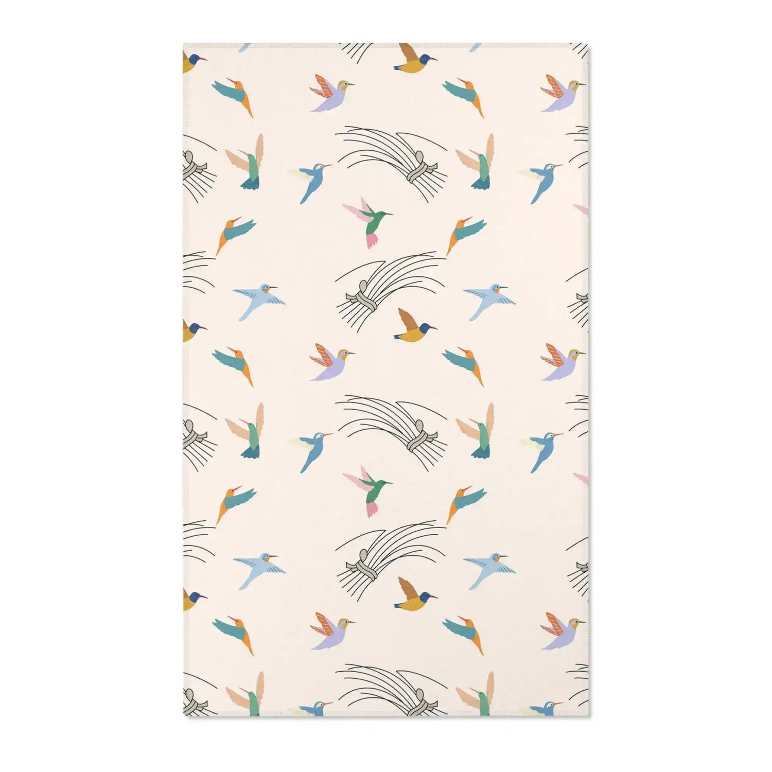 Colorful Hummingbirds on Cream Accent Rug
