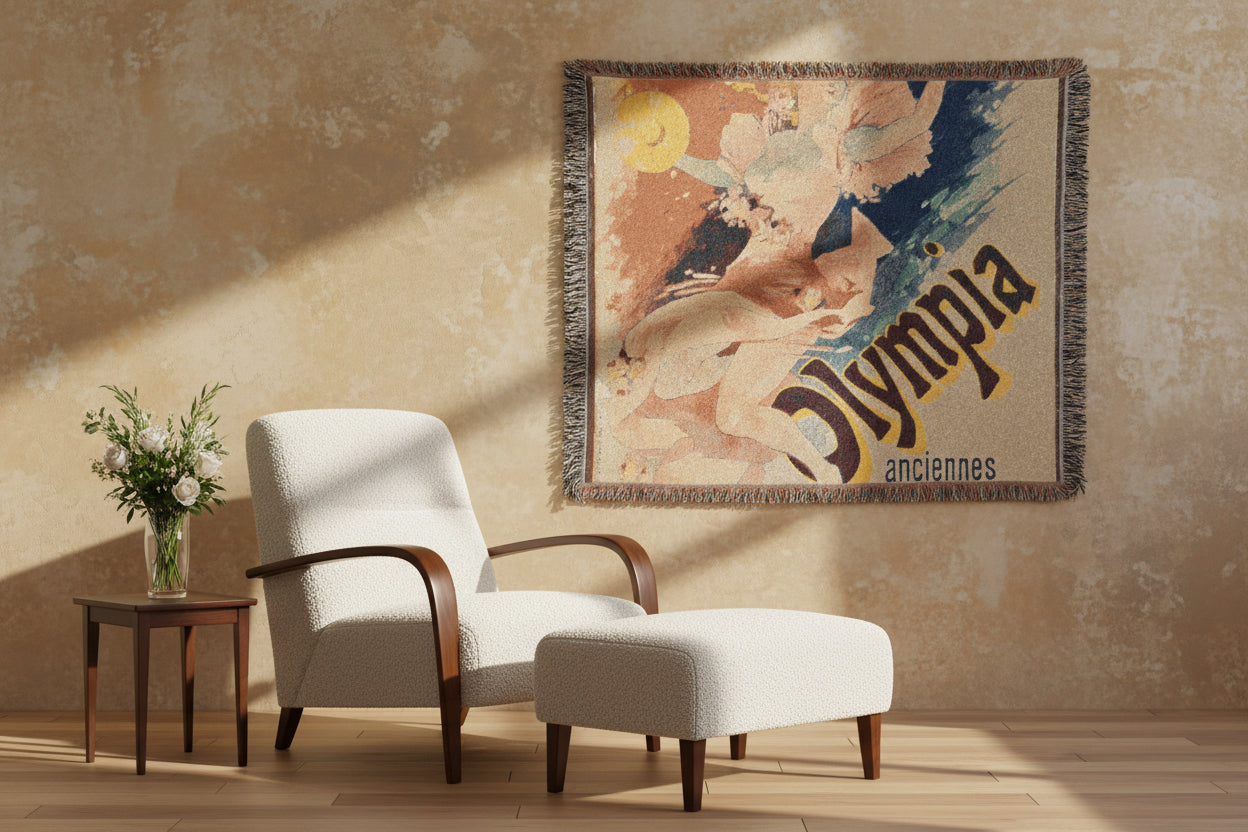 Olympia Montagnes Russes - Jules Chéret Tapestry Blanket