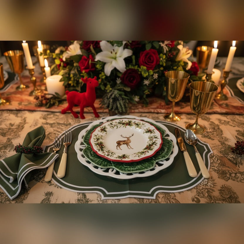 Olive Oasis Placemats styled in a room setting