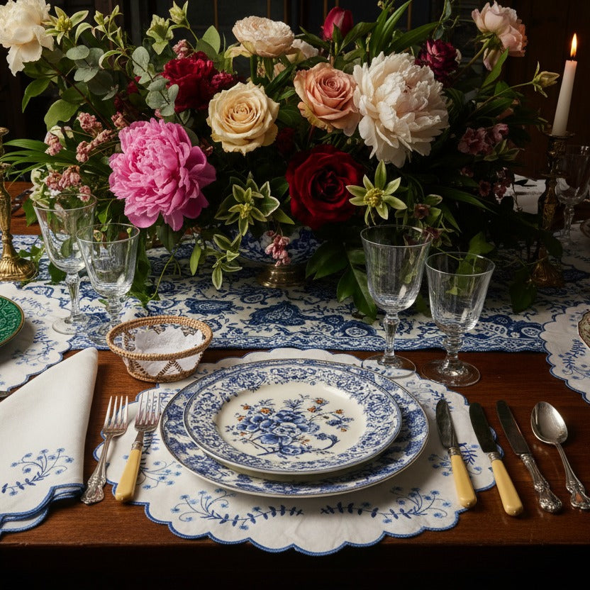 Bird Motif Placemats styled in a room setting