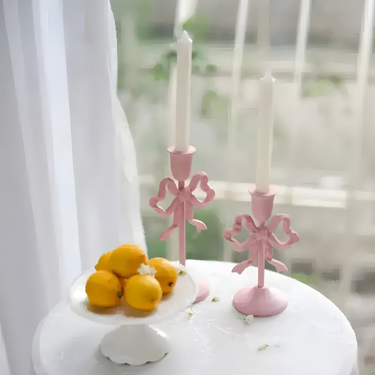 Pink Bow Knot Iron Candlestick Holder - MAIA HOMES