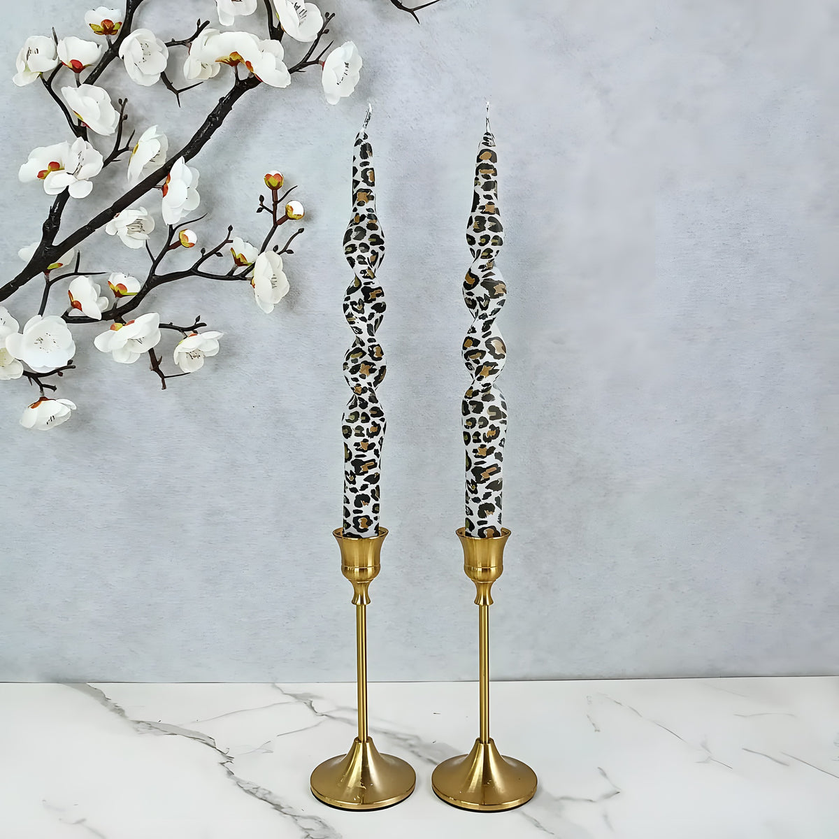Leopard-Patterned Handmade Spiral Stick Candle - MAIA HOMES