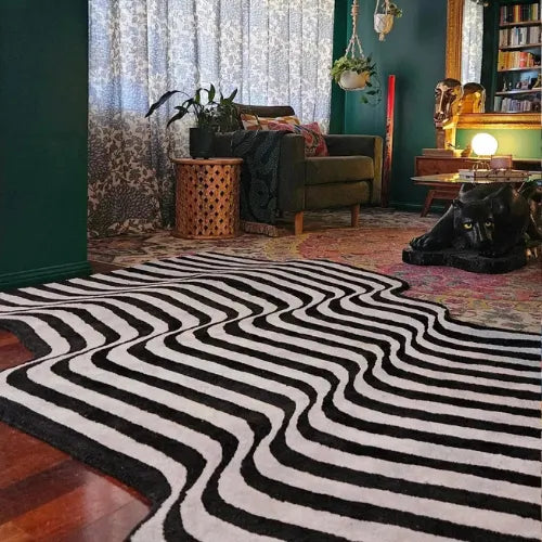 Flowing-illusion-black-and-gray-hand-tufted-wool-rug