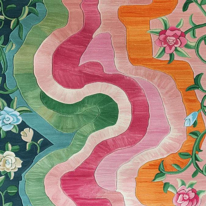 Floral Wavefront Hand Tufted Rug