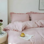 100% Washed Linen Duvet Cover Set - Blush Pink - MAIA HOMES