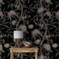 Nocturnal Blushing Blossoms Wallpaper: Infuse your space with a sense of mystery and romance with this enchanting design, featuring delicate blossoms against a dark, nocturnal backdrop, evoking a captivating ambiance.