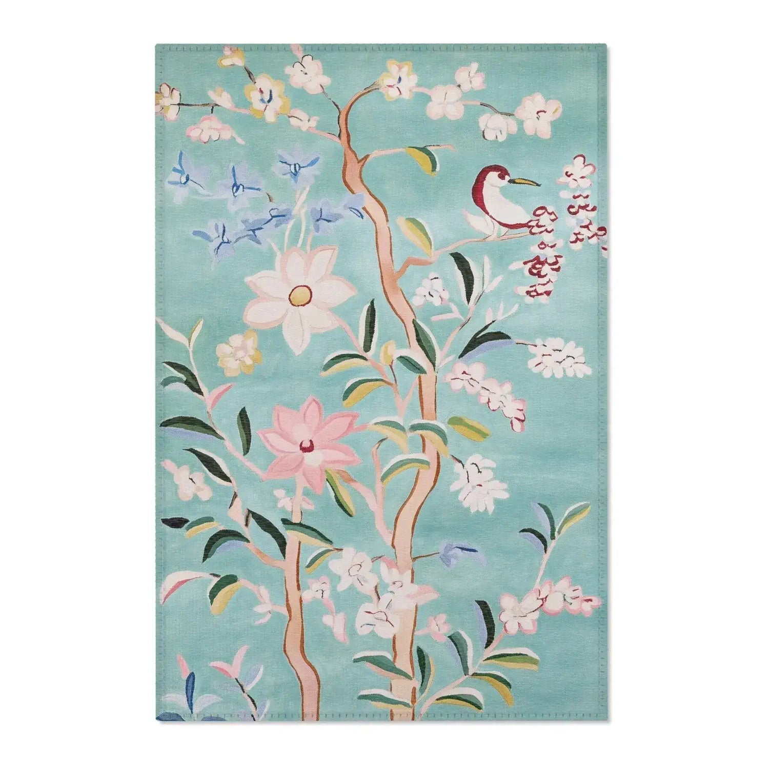 Colorful Birds & Blossoms Accent Rug