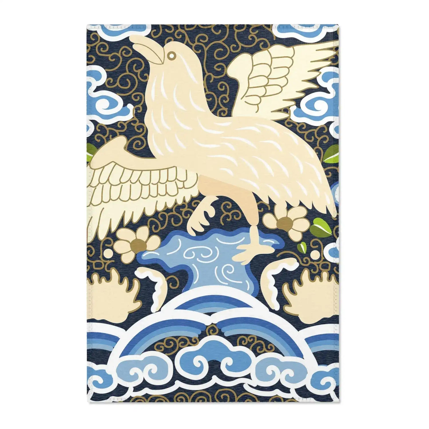 Majestic Phoenix Over Ocean Waves Accent Rug