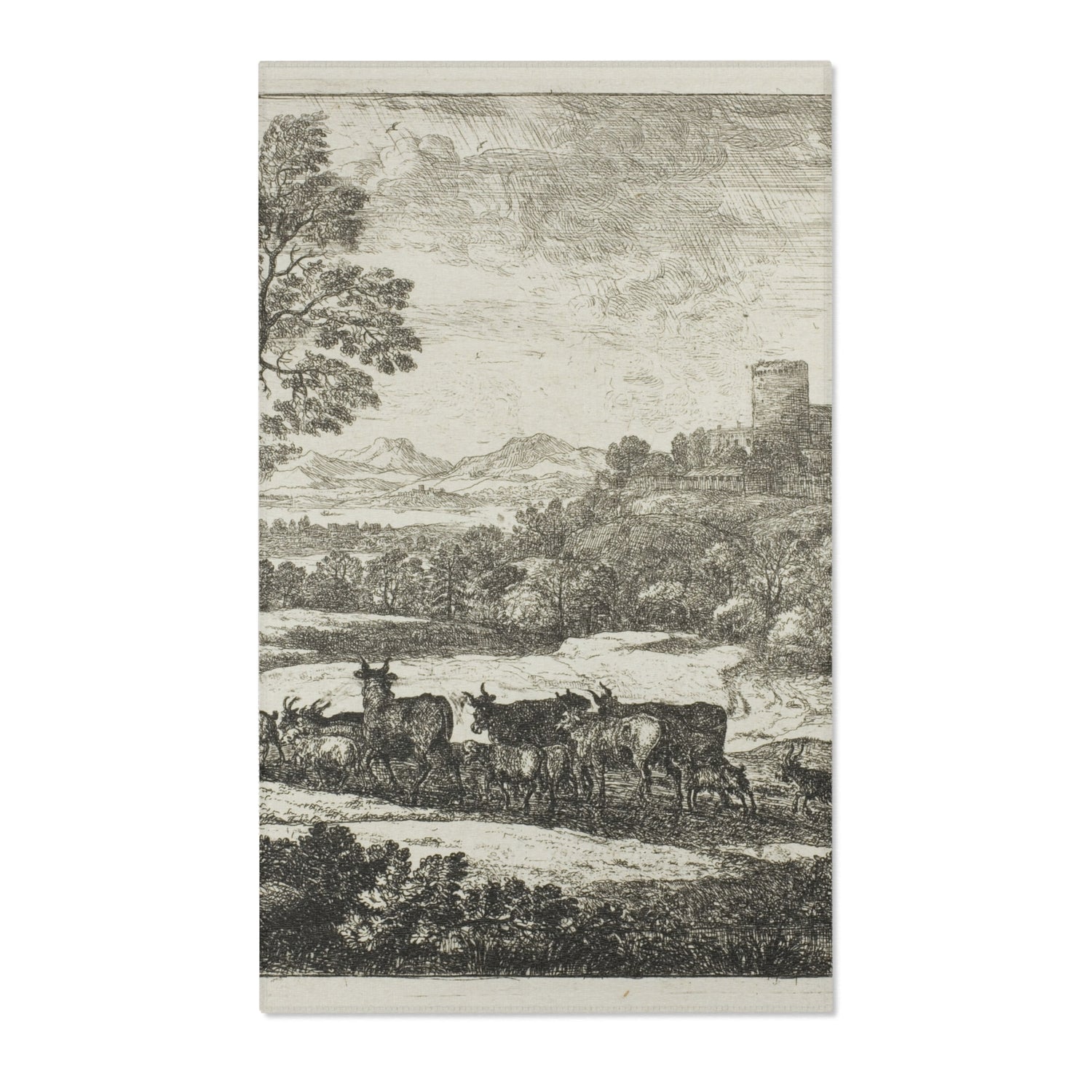 The Herd Returning in Stormy Weather - Claude Lorrain Area Rug