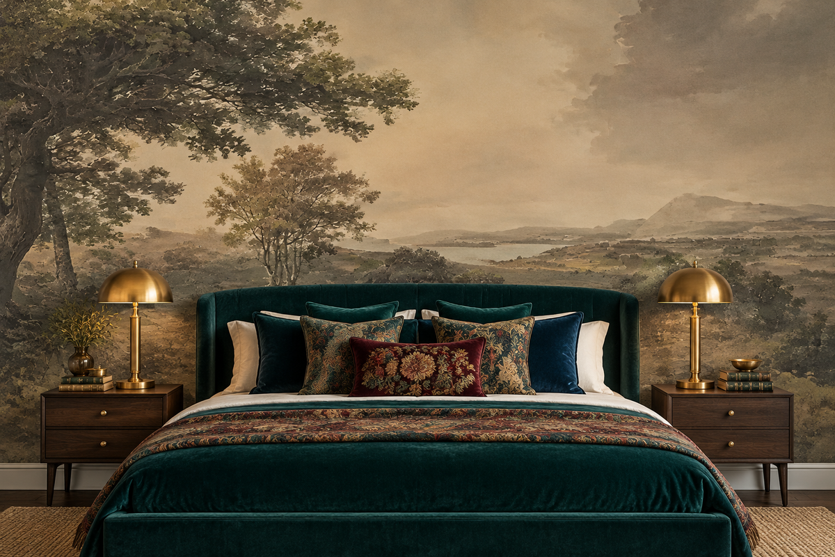 Vintage Scenic Escape Watercolor Wallpaper