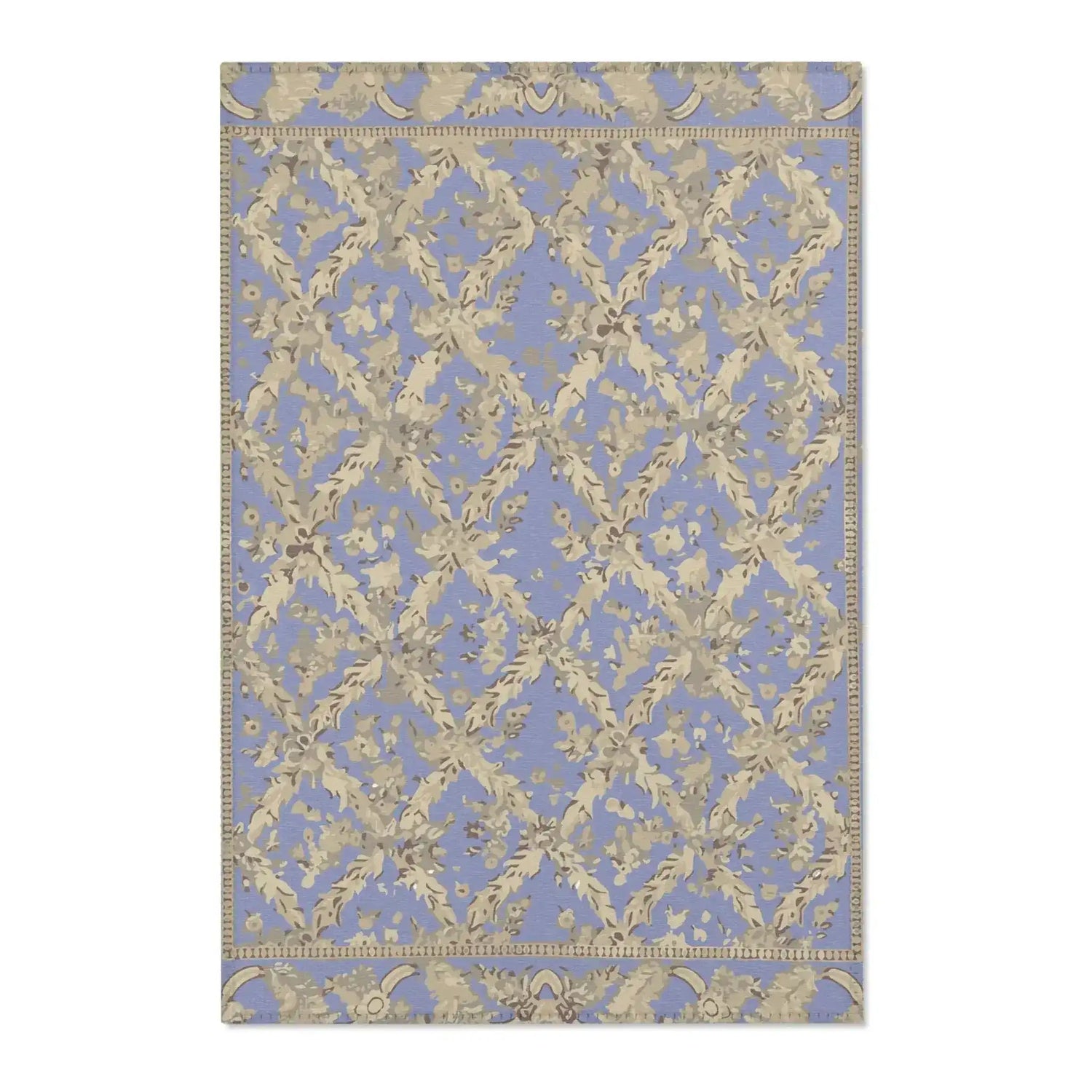 Royal Periwinkle Floral Lattice Accent Rug