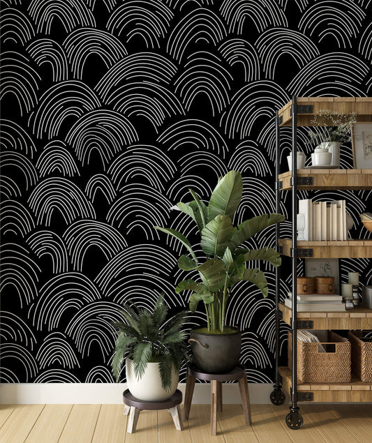 Minimalist Midnight Lines Wallpaper: Embrace sleek sophistication with this minimalist design, featuring clean lines against a midnight backdrop, perfect for adding a touch of modern elegance to any space.