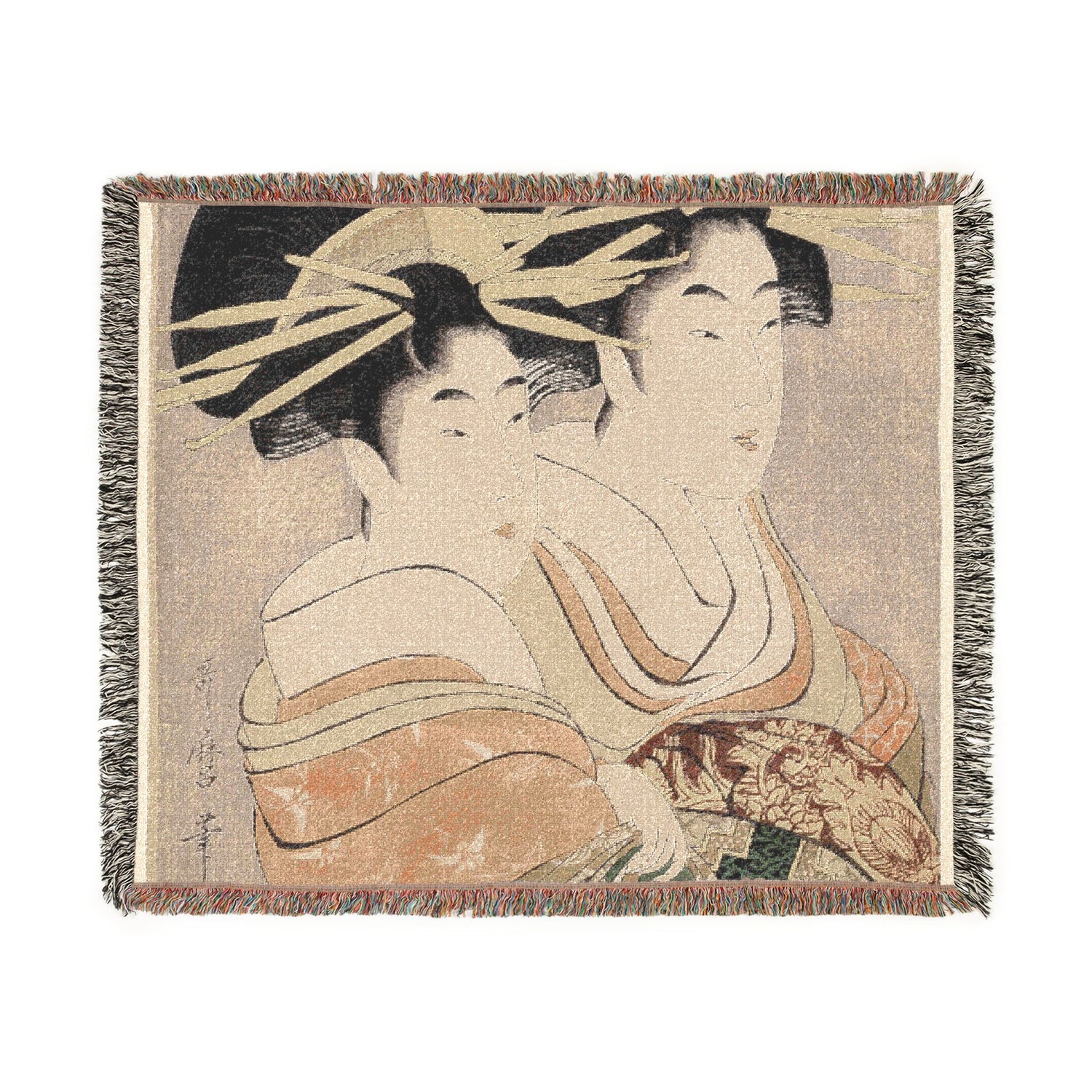 Courtesans Kasugano Utahama - Kitagawa Utamaro Tapestry Blanket