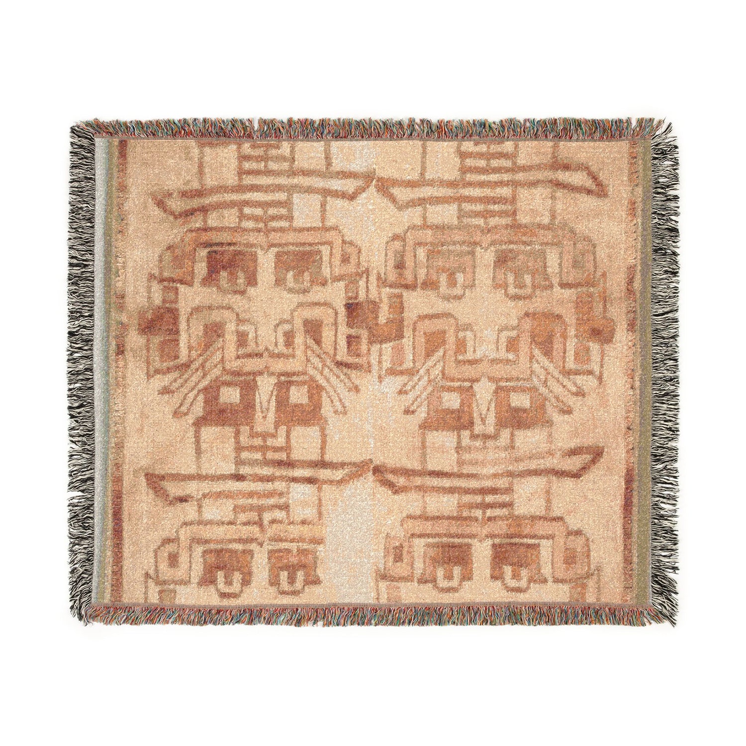 Two Textile Fragment with Fanged Heads Woven Throw Blanket