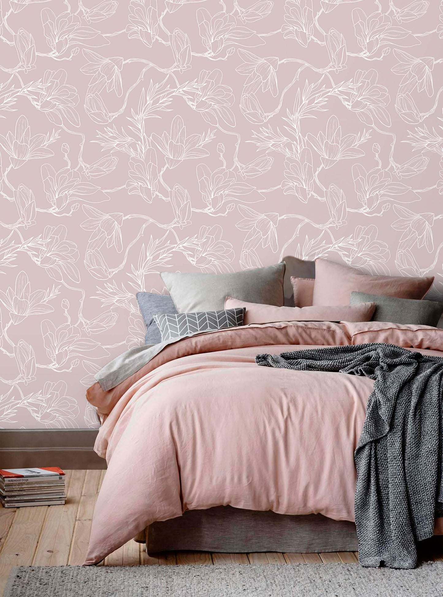 Pink Floral Sketch Wallpaper