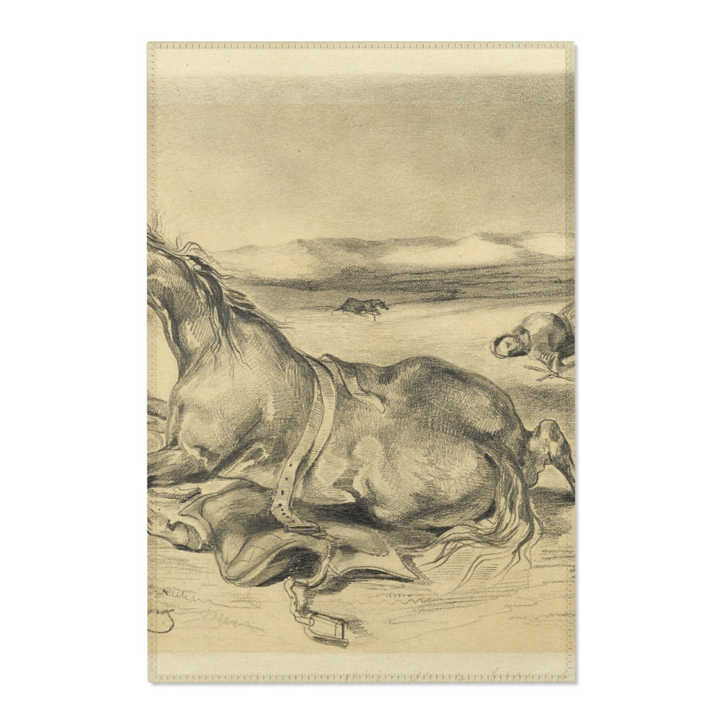Fallen Horse and Dead Knight - Eugène Delacroix Area Rug