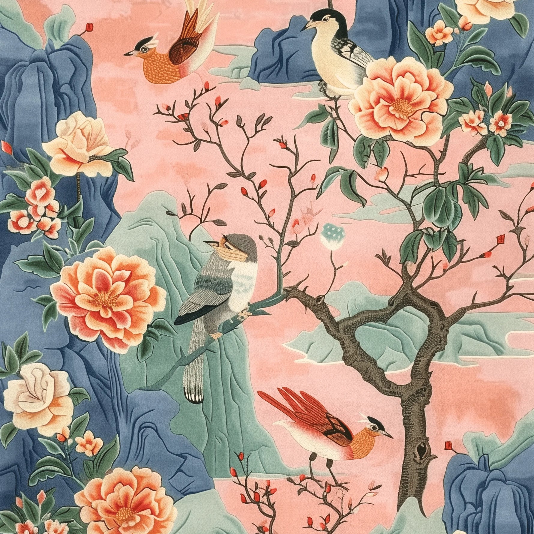 Birds & Blossom Scape Hand Tufted Rug