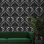 Monochrome Deco Floral Wallpaper