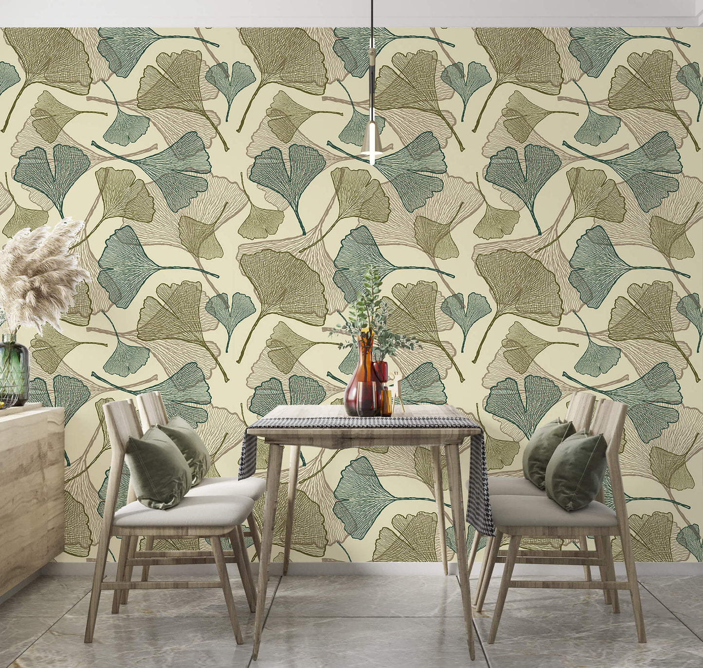 Ginkgo Serenity Wallpaper: Embrace tranquility with this elegant design, featuring delicate ginkgo leaves that exude serenity and grace, perfect for creating a peaceful ambiance in your space.