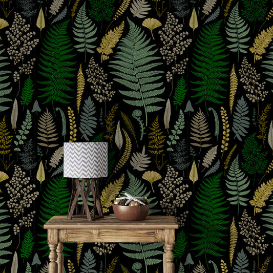 Vibrant Fern Canopy Wallpaper: Immerse yourself in the lushness of nature with this captivating design, featuring vibrant ferns forming a canopy, evoking a sense of tropical paradise and serenity.
