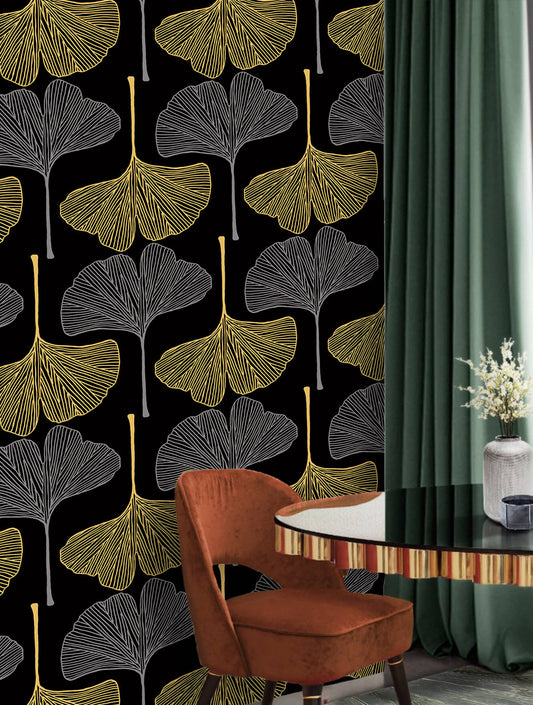 Golden Gingko Grove Wallpaper: Infuse your space with the elegance of nature's golden hues with this enchanting design, featuring lush gingko trees in a radiant golden grove, evoking a sense of tranquility and sophistication