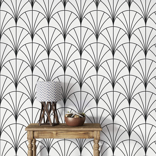 Monochrome Round Line Wallpaper: Embrace modern minimalism with this sleek design, featuring round lines in monochrome tones, perfect for adding a touch of contemporary elegance to any space.