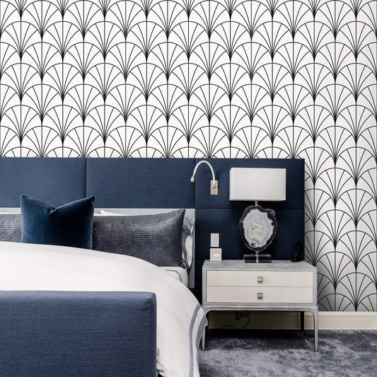 Monochrome Round Line Wallpaper: Embrace modern minimalism with this sleek design, featuring round lines in monochrome tones, perfect for adding a touch of contemporary elegance to any space.