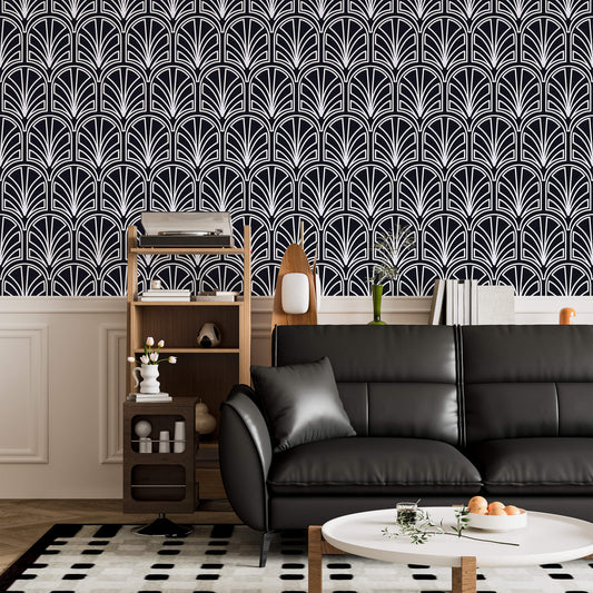 Monochrome Vintage Geometric Wallpaper: Add timeless charm to your space with this classic design, featuring vintage-inspired geometric patterns in monochrome tones, perfect for creating a sophisticated and elegant ambiance